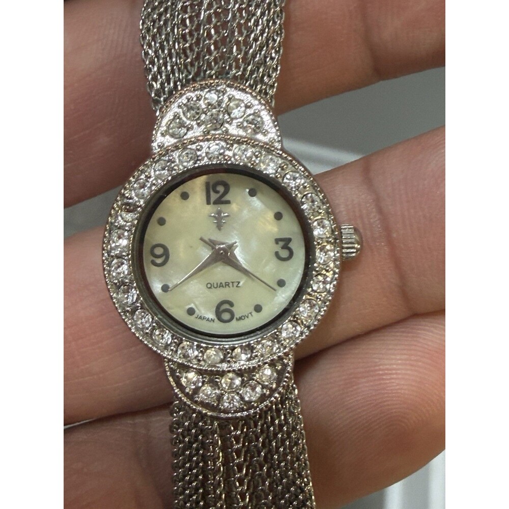 Cato Women’s Silver Tone Mesh Bracelet Watch Rhinestone Bezel New Battery 22mm
